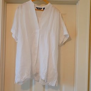 Lands' End 100% linen blouse, lagenlook, size large